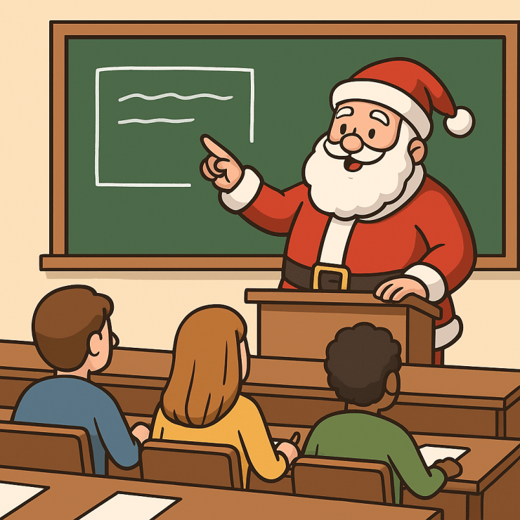 Weihnachtsmann in Hörsaal